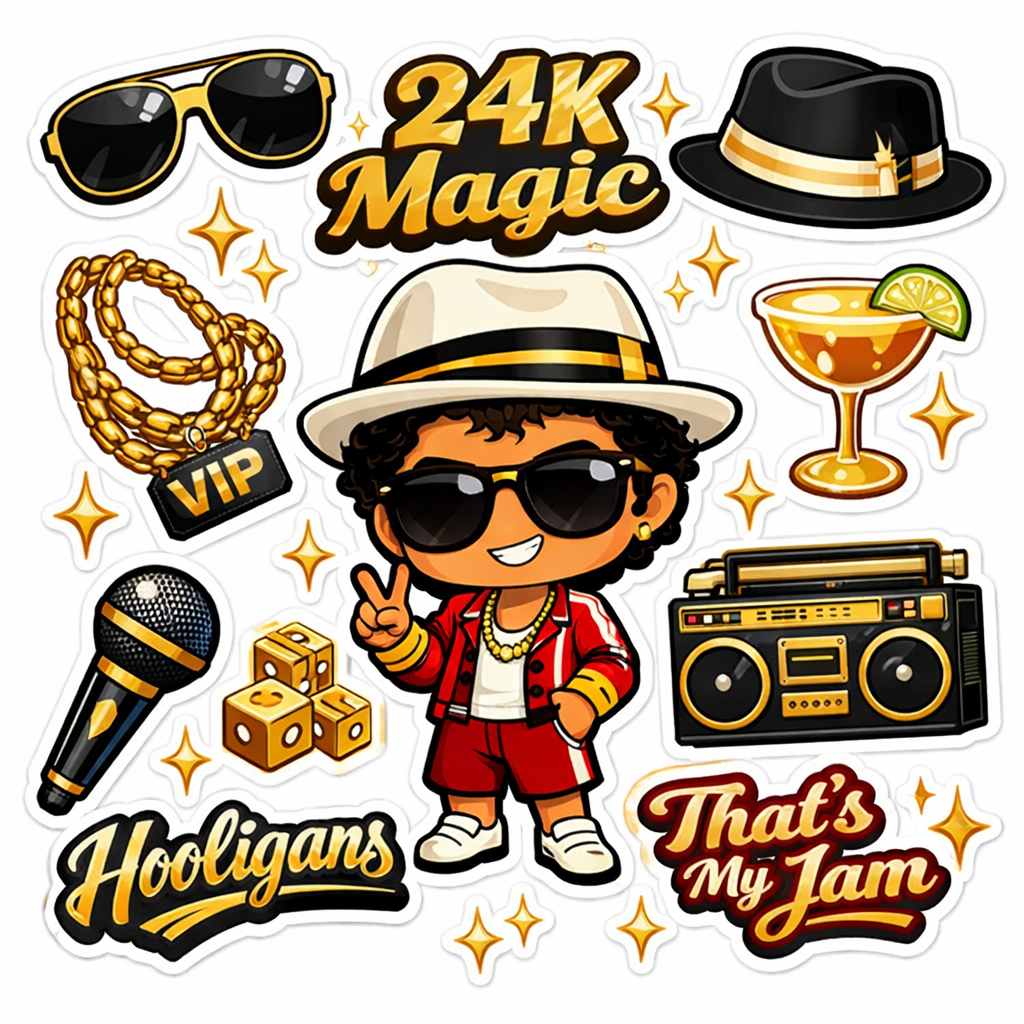 Bruno Mars Stickers – 24K Magic