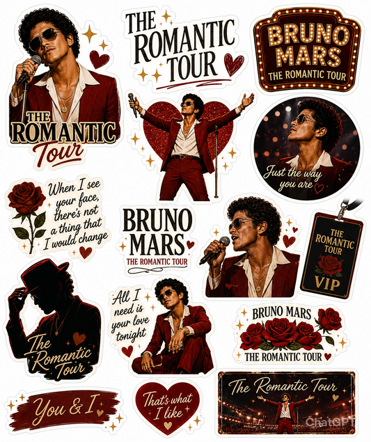 Bruno Mars Stickers – Romantic Tour (Design 1)